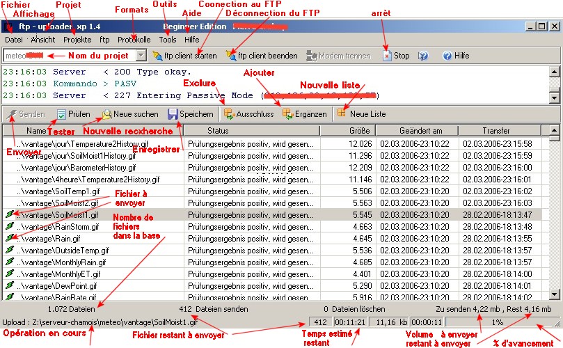 Ecran principal de ftp-uploader1.4.